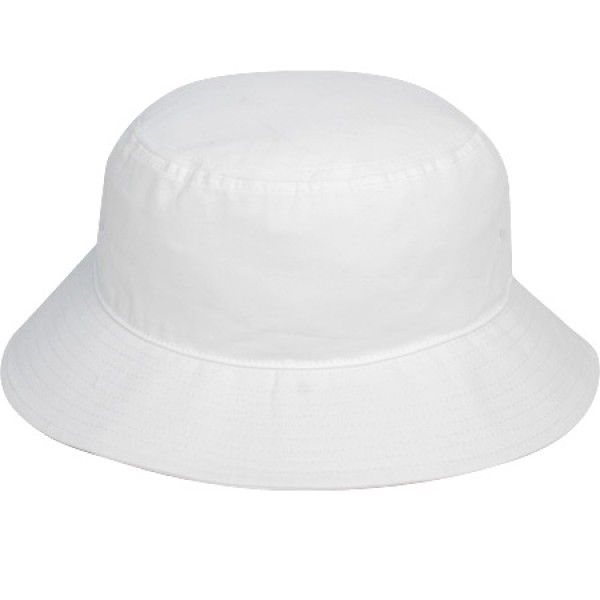Big Size (61-64cm) White Bucket Hat (Plain w/Elastic Sweatband)